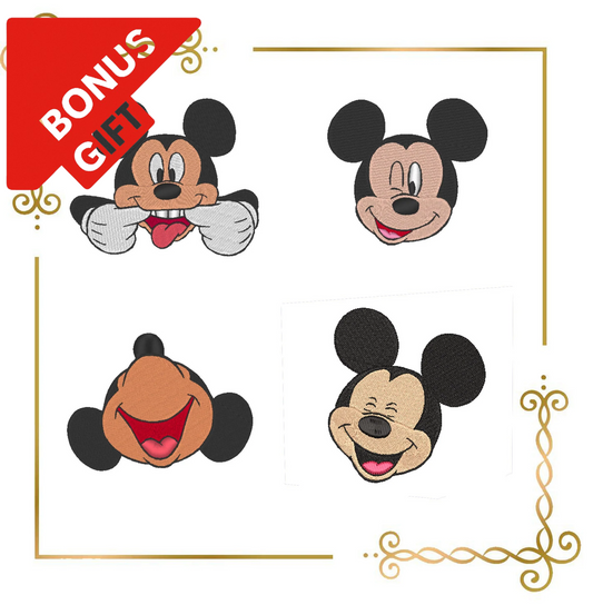 Badged - Gift design Mouse Emotions Parody Fantasy embroidery design SET 4 St.