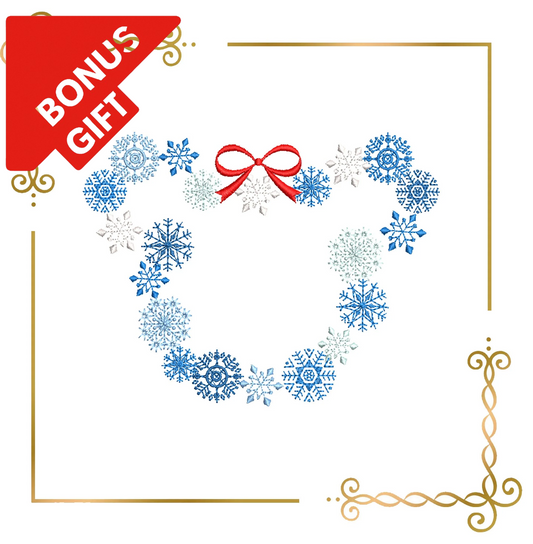 Badged - Gift design Mouse Christmas Snowflake embroidery design embroidery design to the direct download