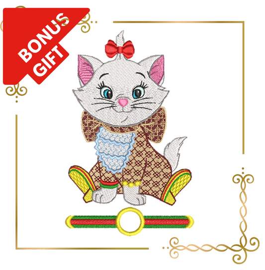 Badged - Gift design Kitty Super Fashion Kitty Marie, girl, cartoon character, Marie, embroidery design to the direct download.