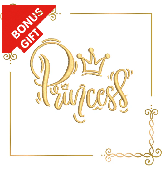 Badged - Gift design Princess a beautiful inscription with a crown machine embroidery design to the direct download