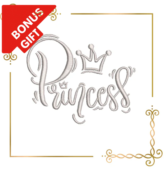 Badged - Gift design Princess a beautiful inscription with a crown machine embroidery design to the direct download