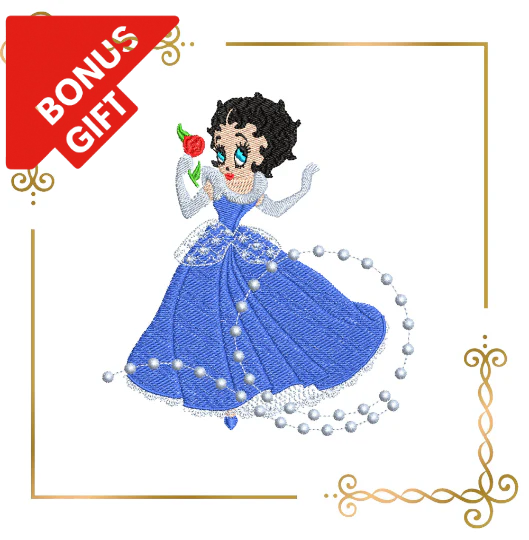 Badged - Gift design Princess Betty Boop, Digital Embroidery, Design File to the direct download.