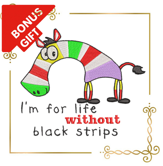 Badged - Gift design T-shirt lettering Colorful zebra embroidery design to the direct download.
