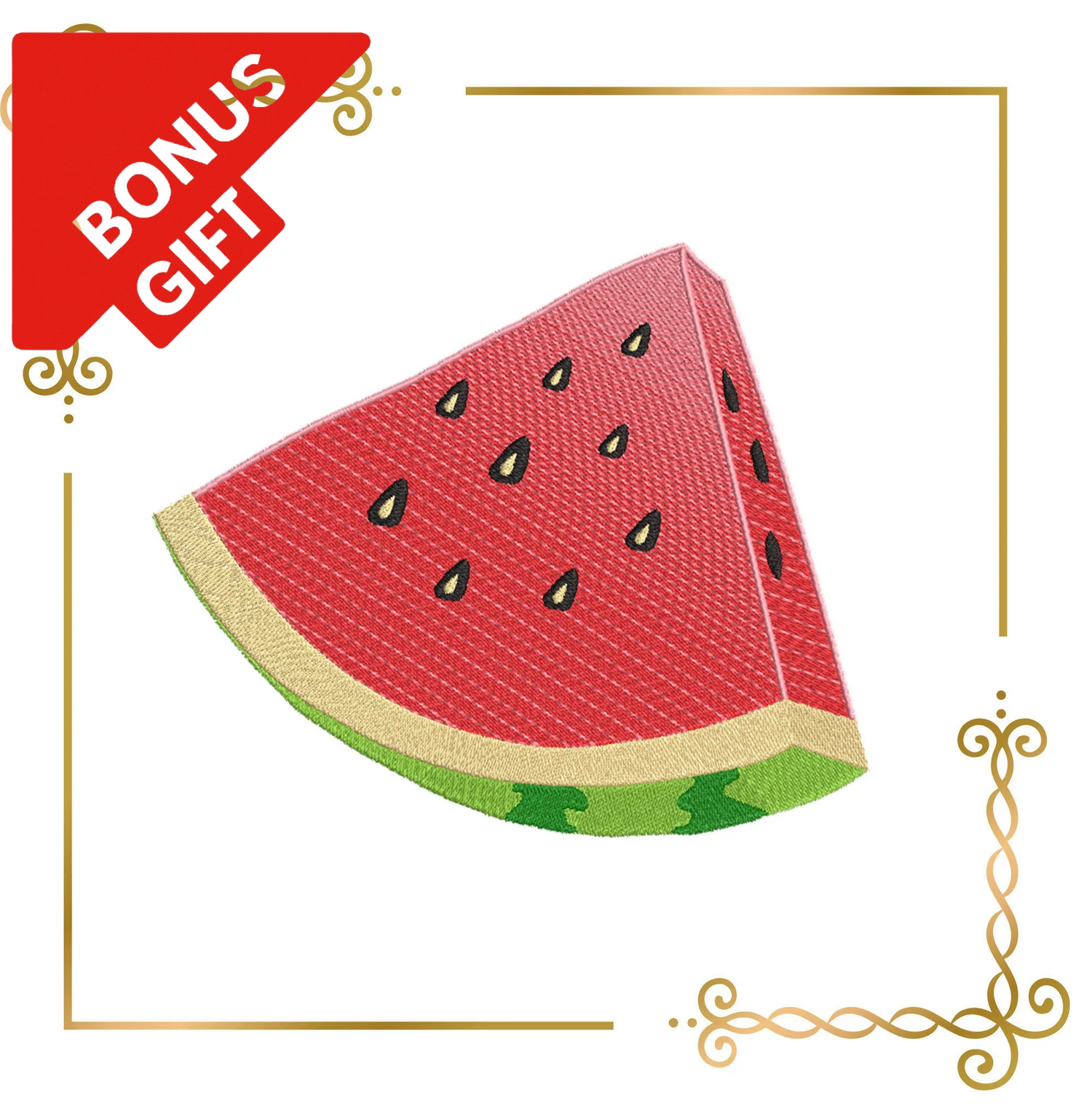 Badged - Gift design T-shirts watermelon 3 sizes embroidery design to the direct download gift for child