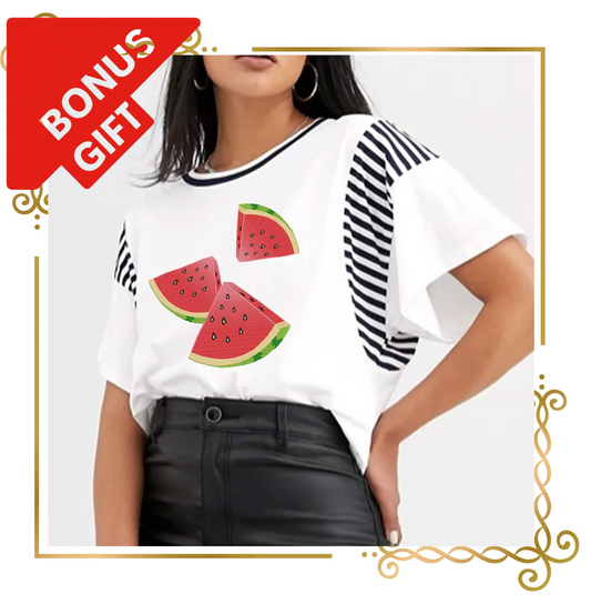 Badged - Gift design T-shirts watermelon 3 sizes embroidery design to the direct download gift for child