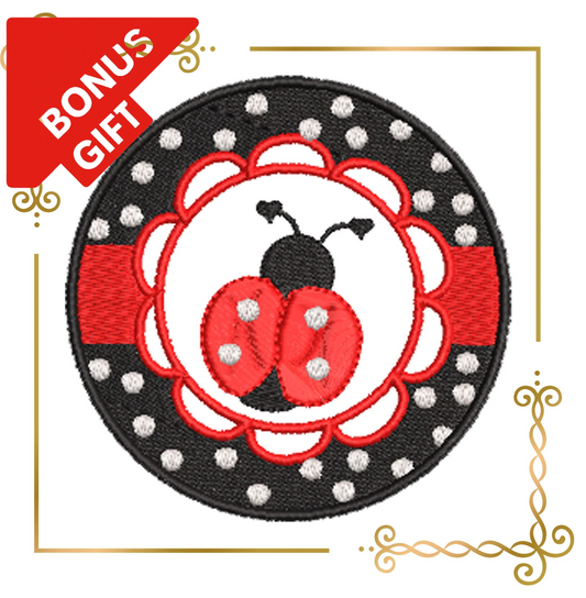 Badged - Gift design Kids Ladybug embroidery design to the direct download gift for child
