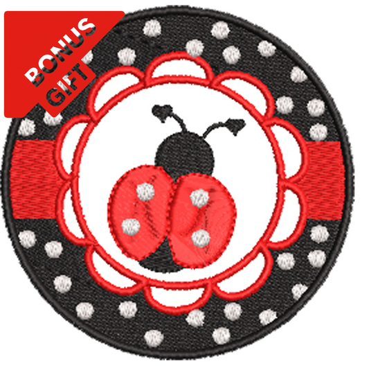 Badged - Gift design Kids Ladybug embroidery design to the direct download gift for child