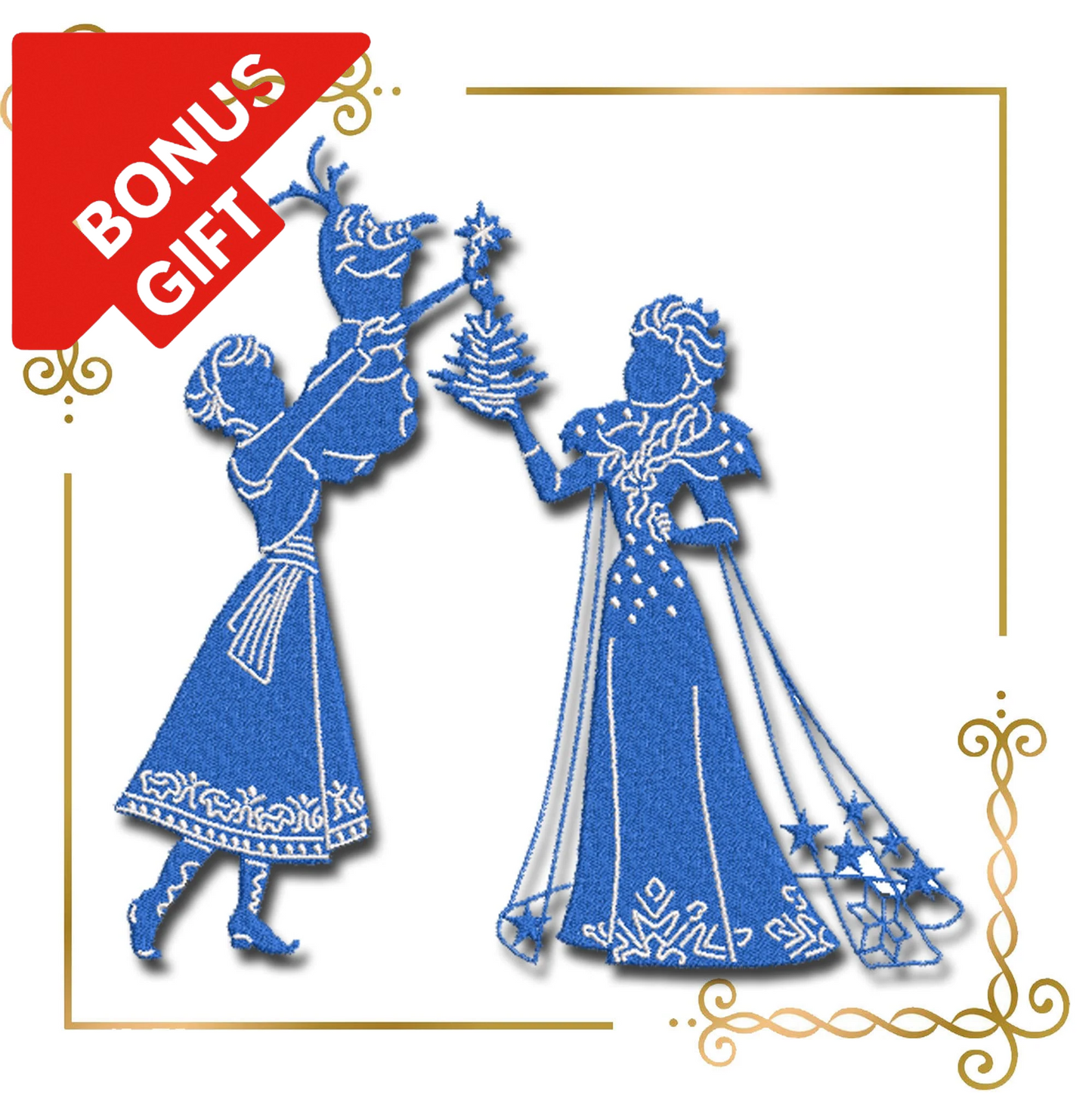 Badged - Gift design Princess Elsa Princess Anna, Olaf, shadow, Winter  Frozen Tattered, Disney character,  magic, fairy tale, Embroidery  machine design  to the direct download