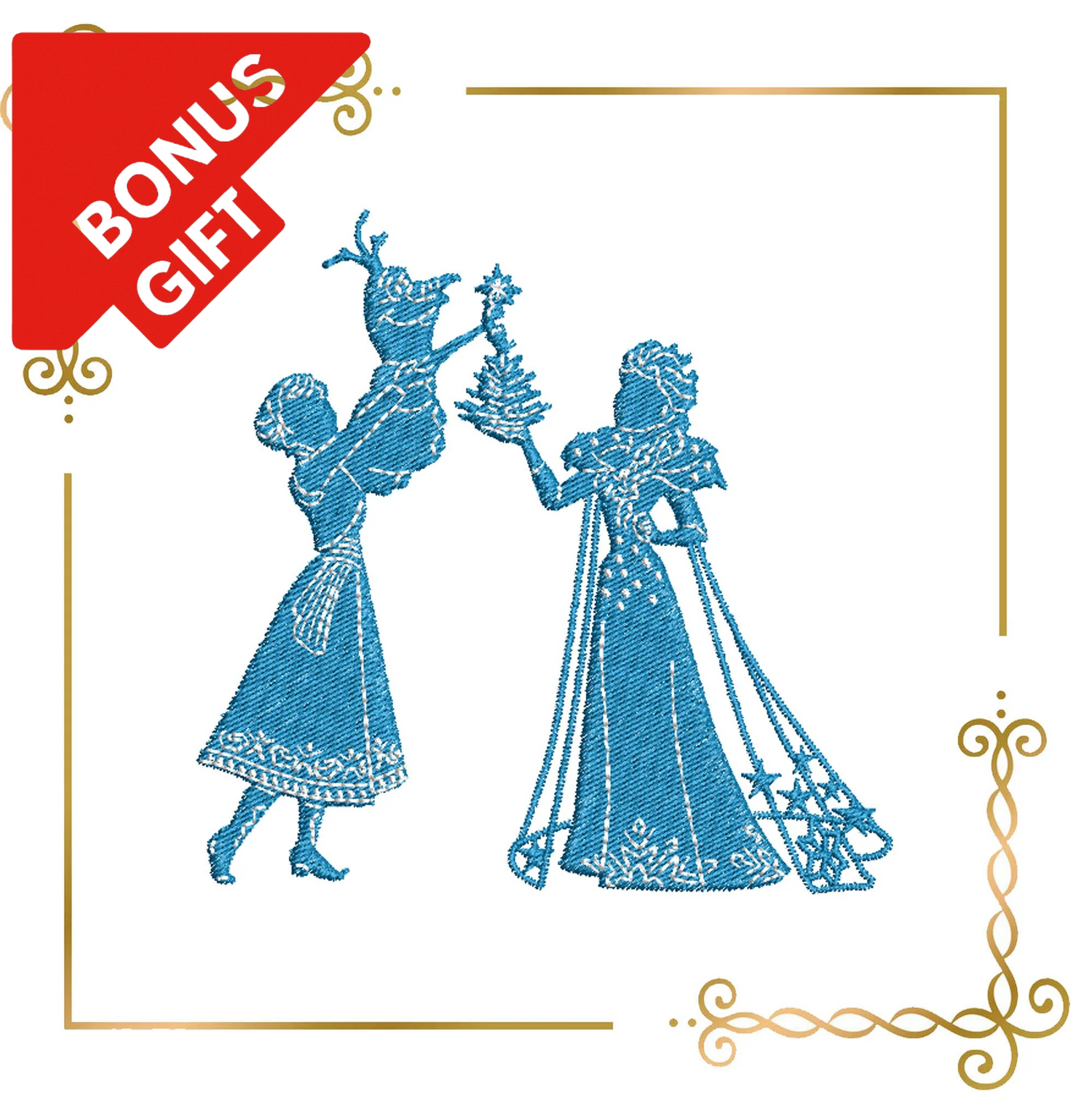 Badged - Gift design Princess Elsa Princess Anna, Olaf, shadow, Winter  Frozen Tattered, Disney character,  magic, fairy tale, Embroidery  machine design  to the direct download