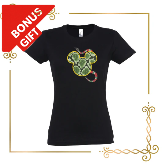 Badged - Gift design Mickey Mouse, head, snake, Fantasy, embroidery design to the direct download