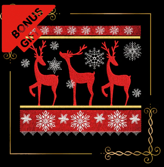 Badged - Gift design Smocking plate, reindeer, Christmas, Design Plate, machine embroidery design to the direct download.