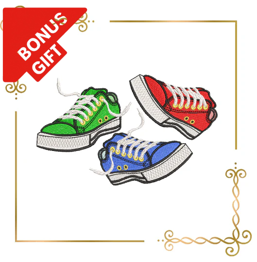 Badged - Gift design T-shirts Sneakers  embroidery design to the direct download.