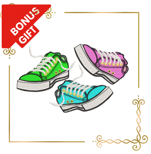 Badged - Gift design T-shirts Sneakers embroidery design to the direct download.