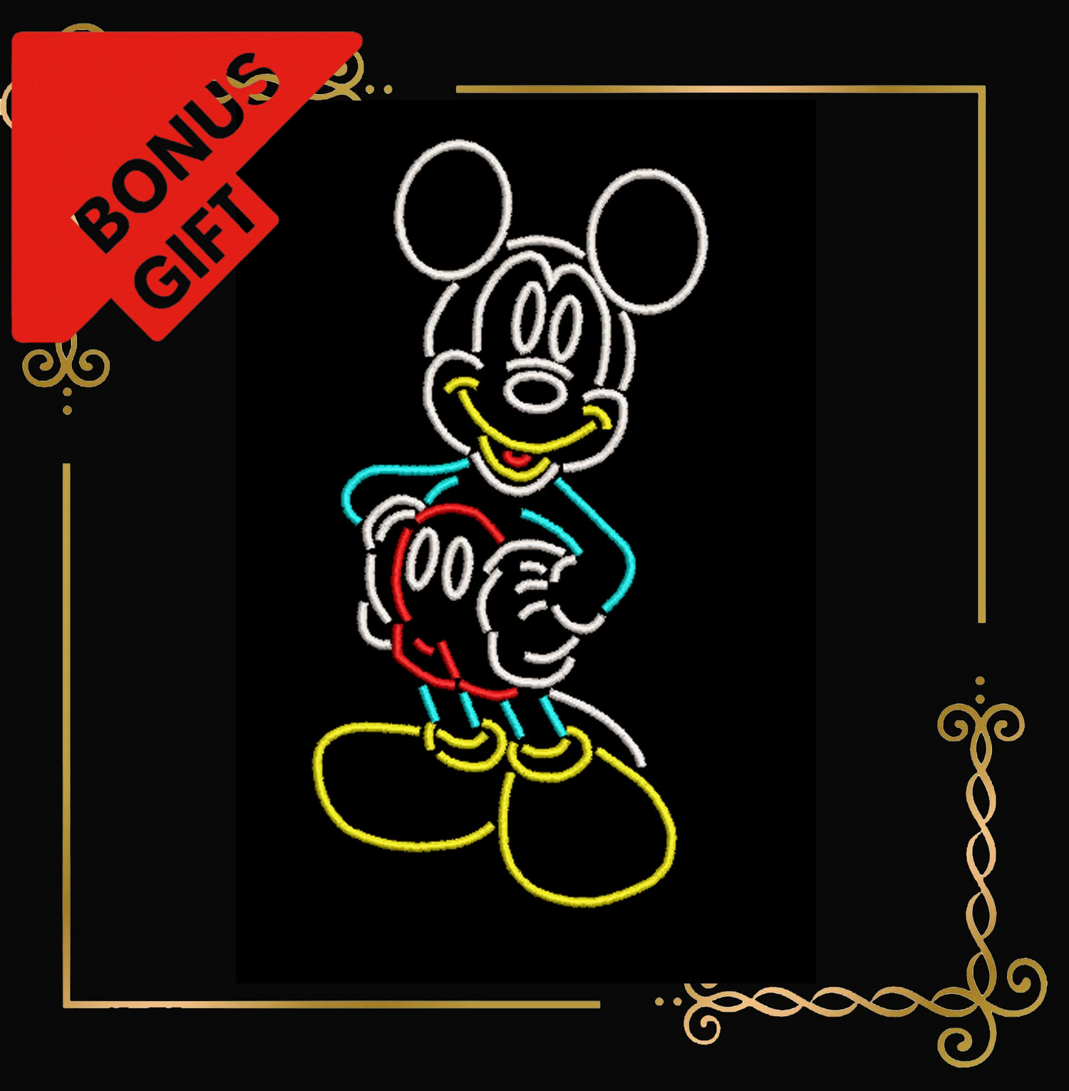 Badged - Gift design Mouse Neonembroidery design to the direct download.