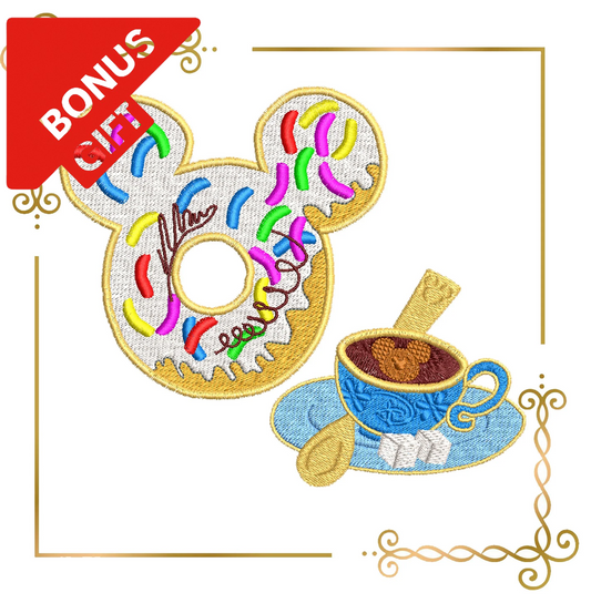 Badged - Gift design Mouse head  Gingerbread coffee cup   embroidery design embroidery design  to the direct download