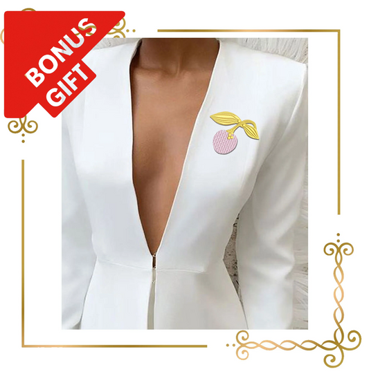 Badged - Gift design Jewelry Brooch cherry  gold embroidery design to the direct download.