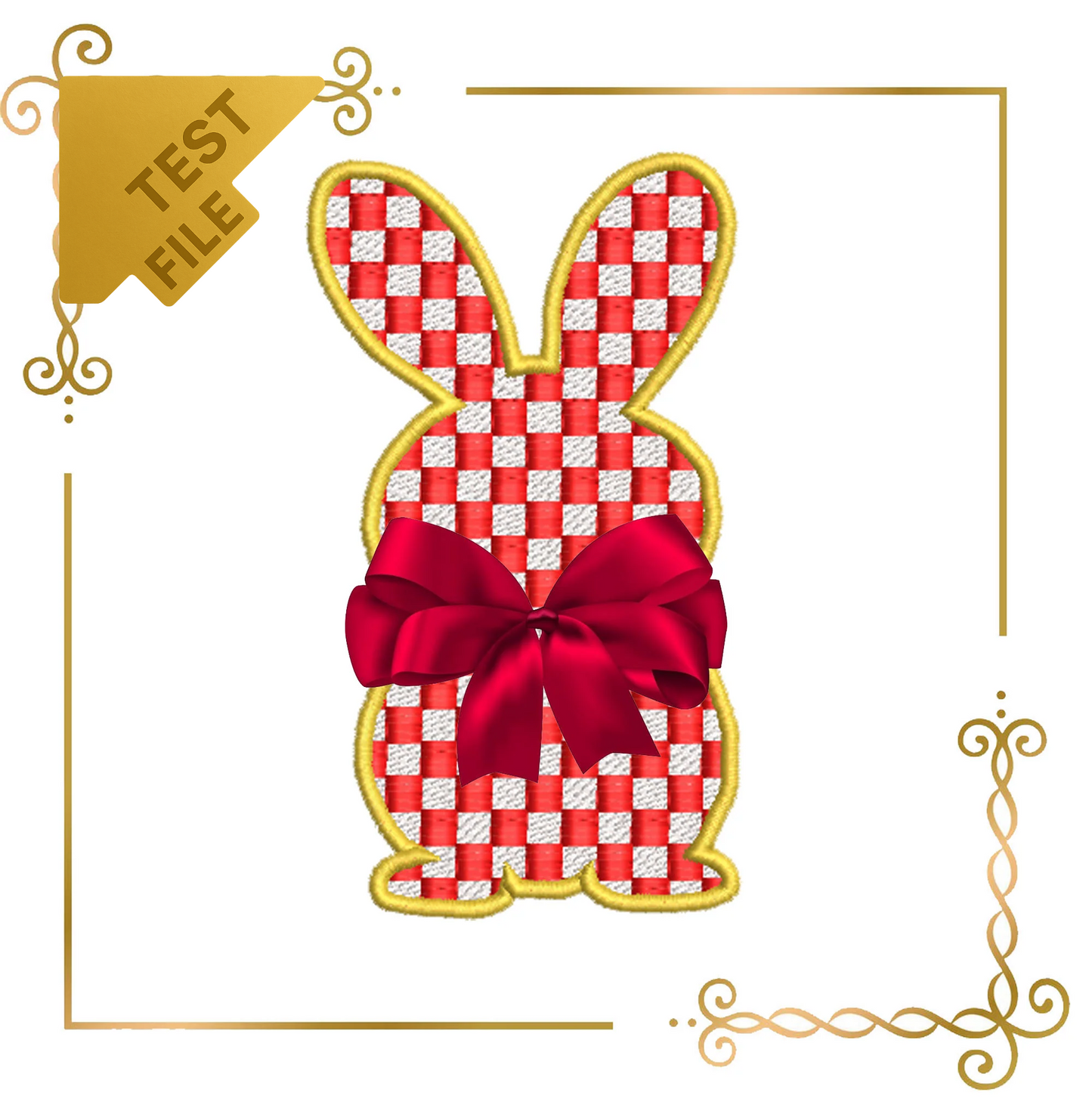 Badged - Free trial Checkerboard Bunny – Elegant Easter Embroidery Design (Bow Not Included)
