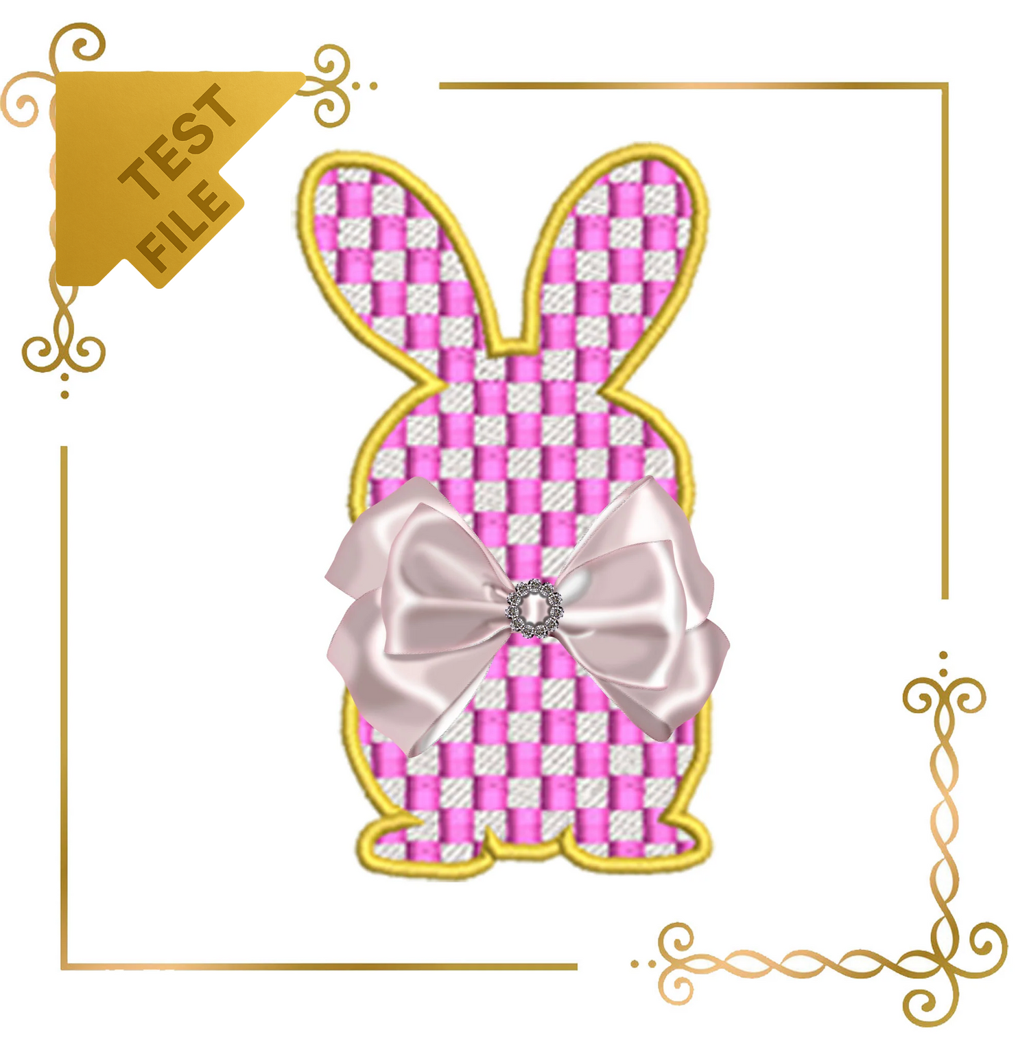 Badged - Free trial Checkerboard Bunny – Elegant Easter Embroidery Design (Bow Not Included)