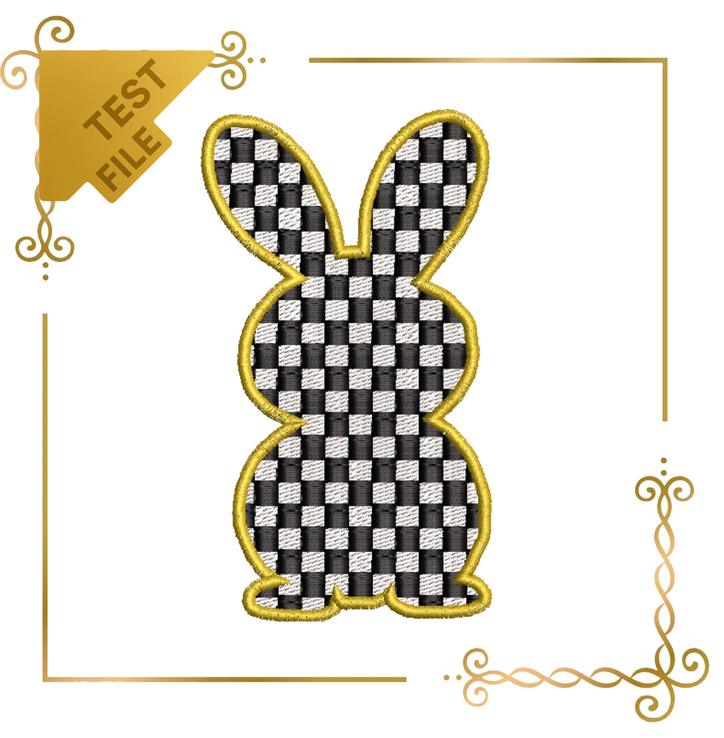 Badged - Free trial Checkerboard Bunny – Elegant Easter Embroidery Design (Bow Not Included)