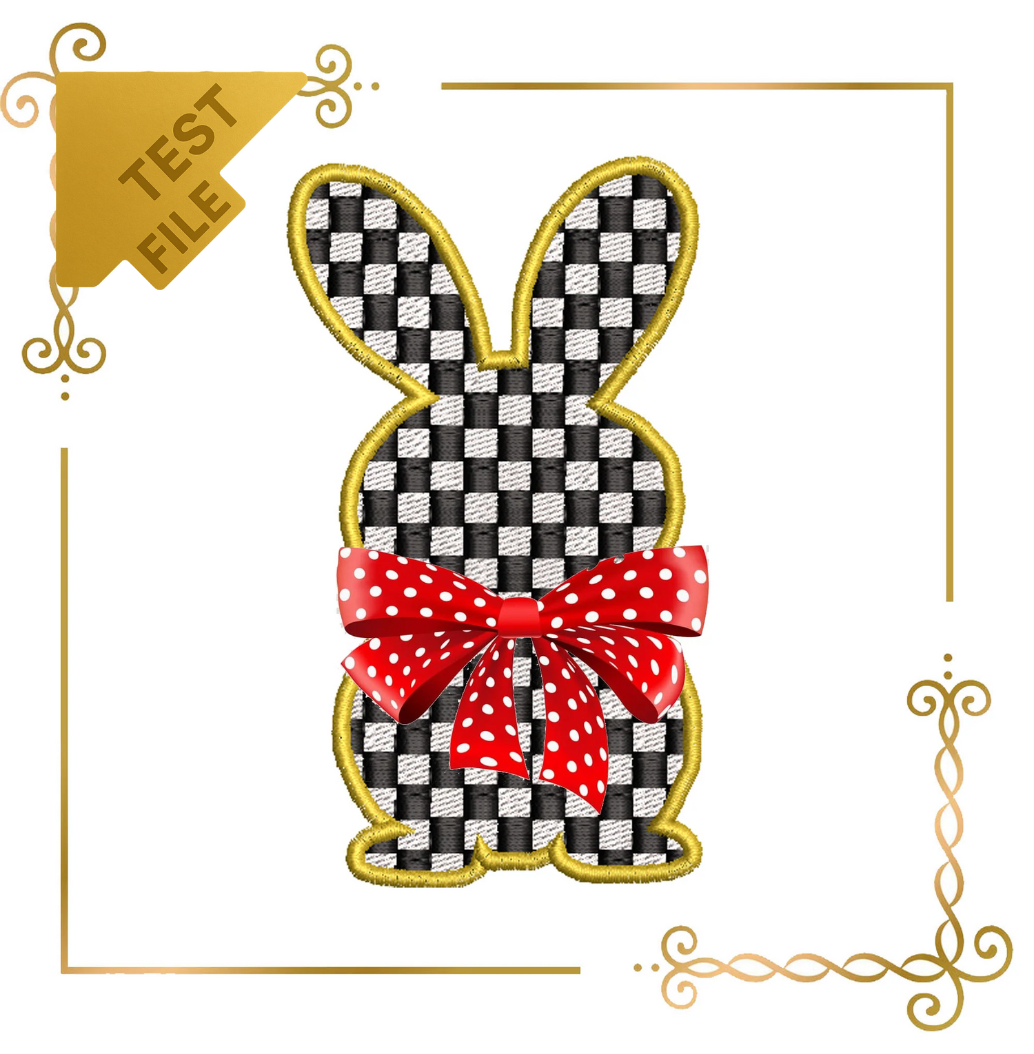 Badged - Free trial Checkerboard Bunny – Elegant Easter Embroidery Design (Bow Not Included)