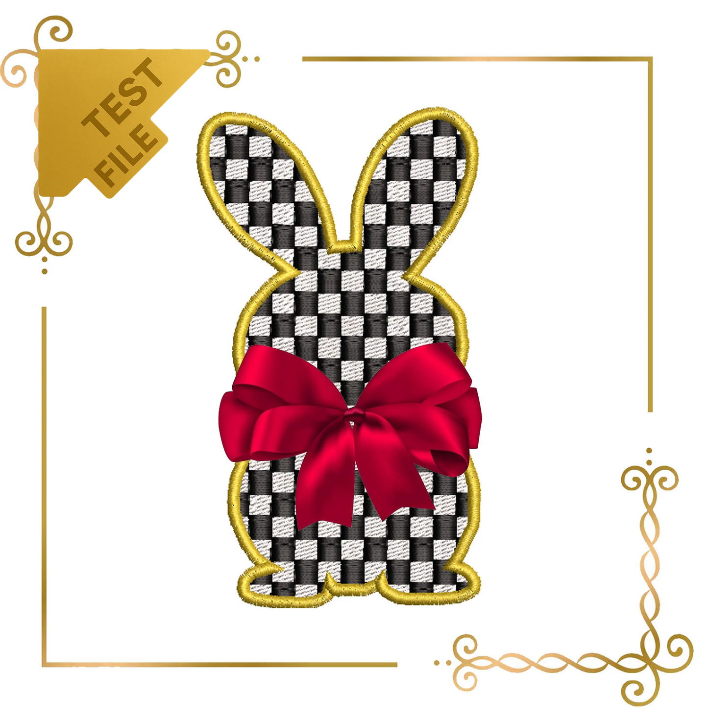 Badged - Free trial Checkerboard Bunny – Elegant Easter Embroidery Design (Bow Not Included)