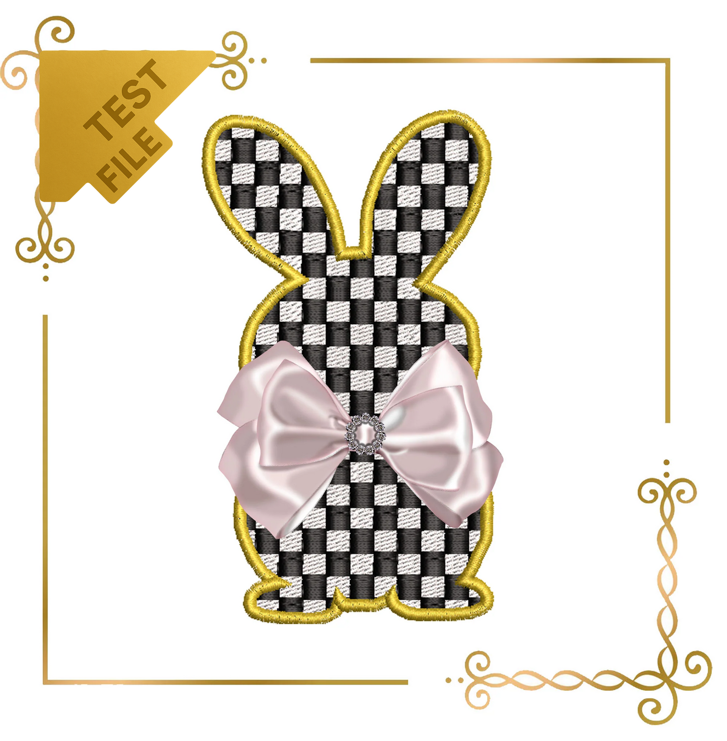 Badged - Free trial Checkerboard Bunny – Elegant Easter Embroidery Design (Bow Not Included)