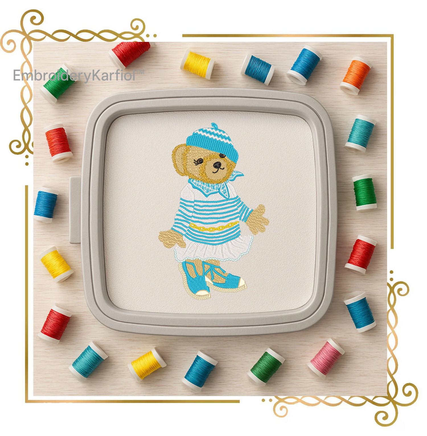 Badged - Teddy Bear - Super Fashion ralph lauren polo - girl -Sea - cartoon character - embroidery design