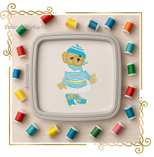 Badged - Teddy Bear - Super Fashion ralph lauren polo - girl -Sea - cartoon character - embroidery design