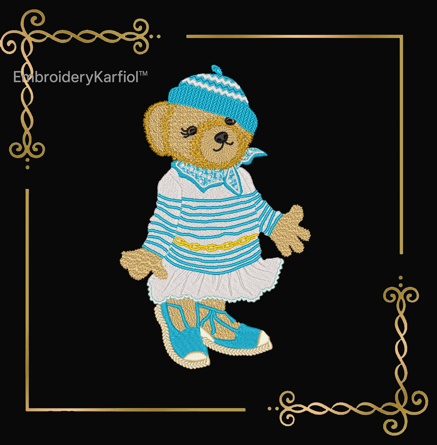 Badged - Teddy Bear - Super Fashion ralph lauren polo - girl -Sea - cartoon character - embroidery design