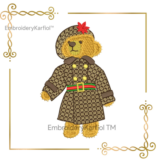 Badged - Teddy Bear Super Fashion Gucci dress girl cartoon character embroidery design