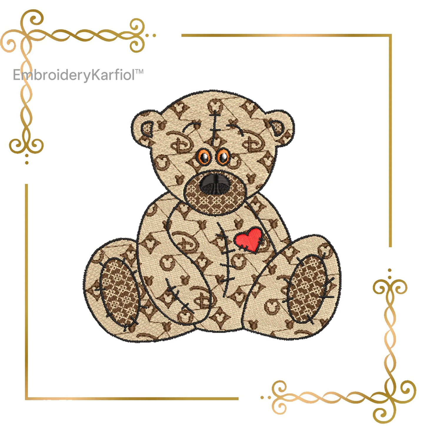 Badged - Teddy Bear Super Fashion,   3 variants, 2 sizes, embroidery design to the direct download.