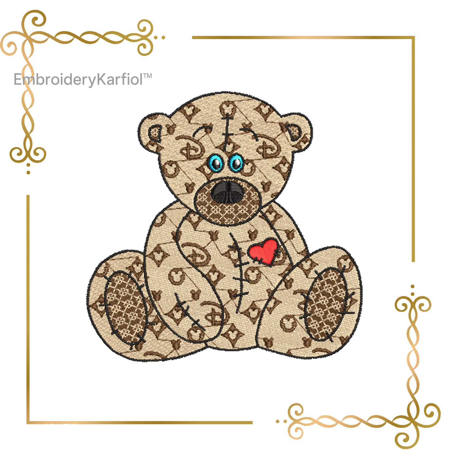 Badged - Teddy Bear Super Fashion,   3 variants, 2 sizes, embroidery design to the direct download.