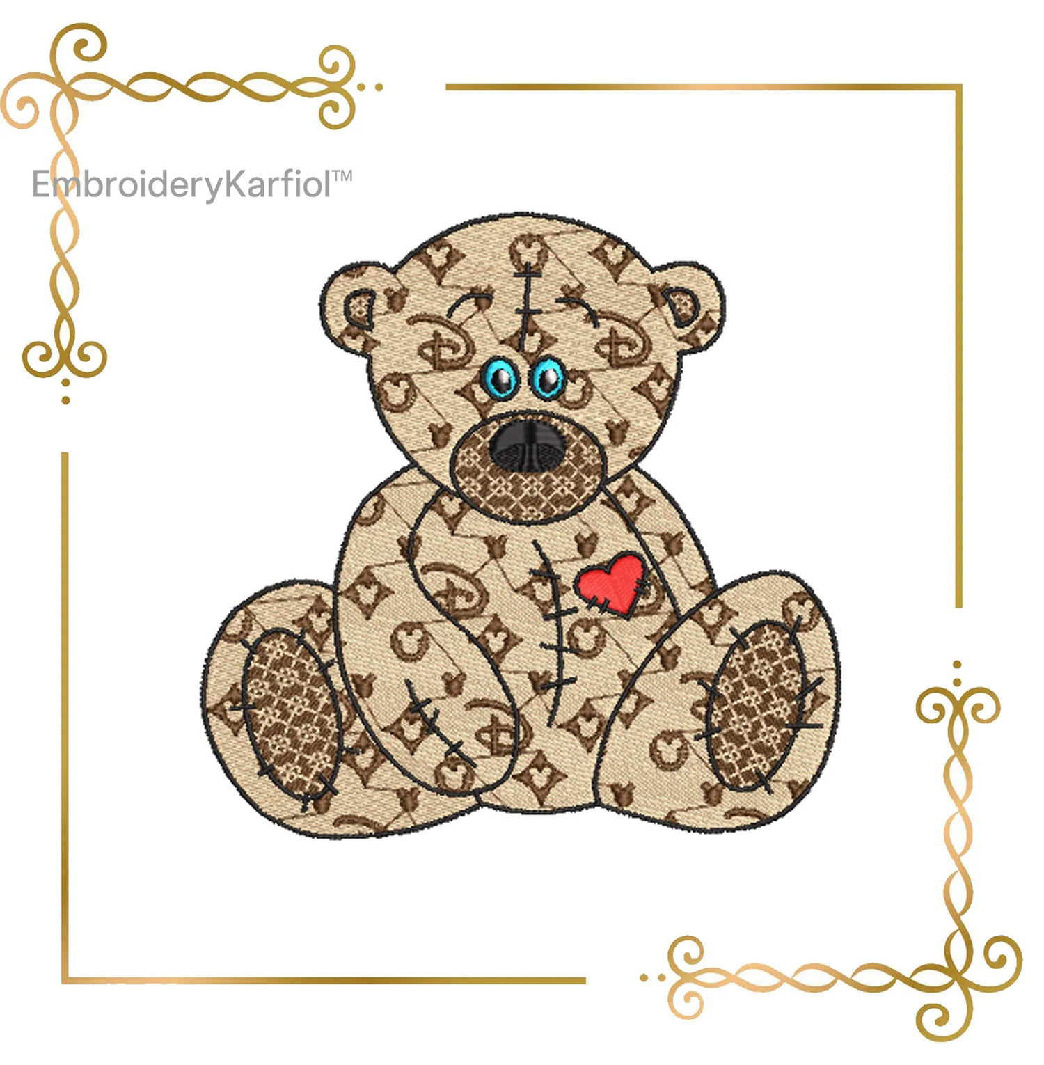 Badged - Teddy Bear Super Fashion,   3 variants, 2 sizes, embroidery design to the direct download.