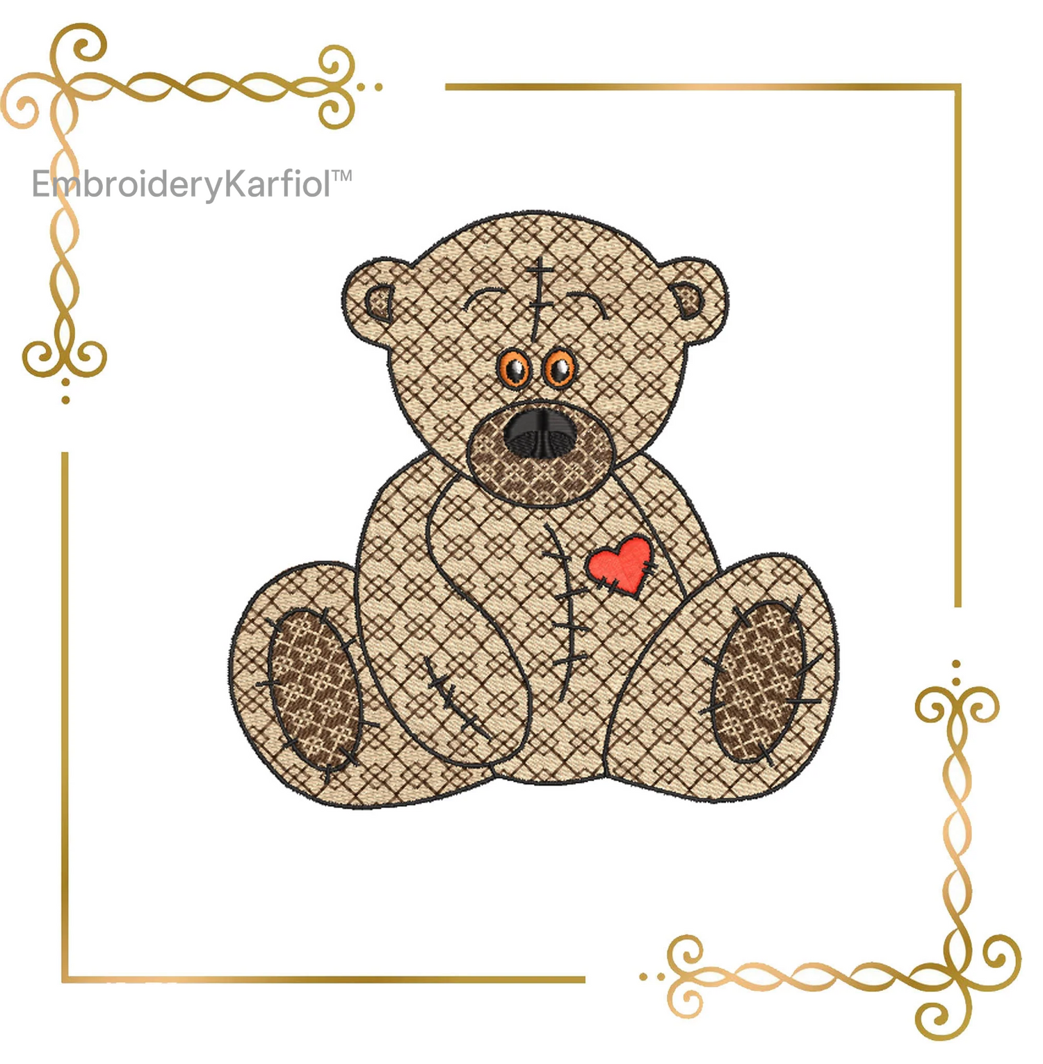 Badged - Teddy Bear Super Fashion,   3 variants, 2 sizes, embroidery design to the direct download.