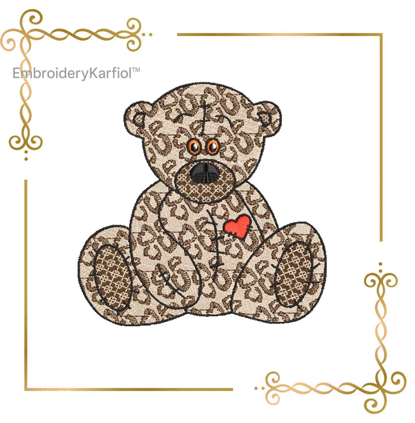 Badged - Teddy Bear Super Fashion,   3 variants, 2 sizes, embroidery design to the direct download.