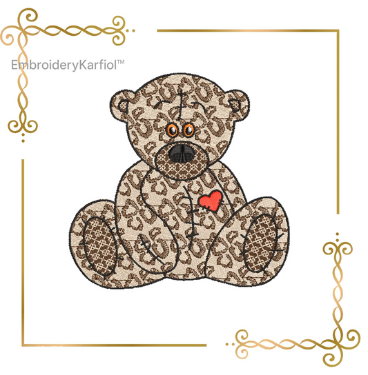 Badged - Teddy Bear Super Fashion, 3 variants, 2 sizes, embroidery design to the direct download.