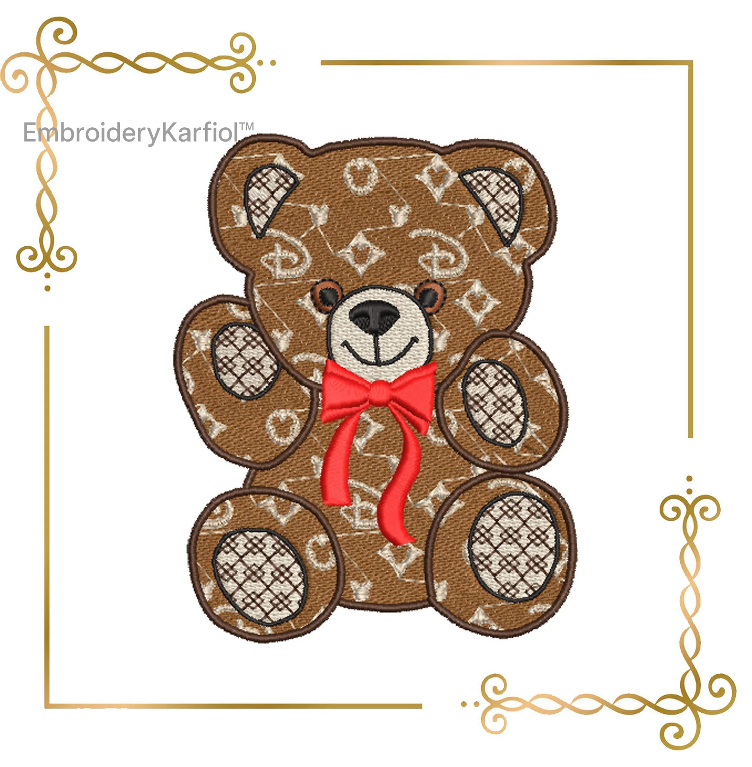 Badged - Teddy Bear Super Fashion cub,  cartoon character, 2 variants embroidery design to the direct download.