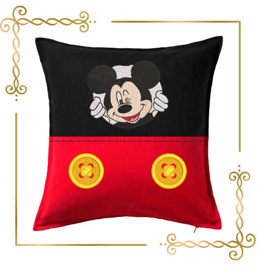 Mickey Mouse shorts, reading pillow with buttons, embroidery design to the direct download.