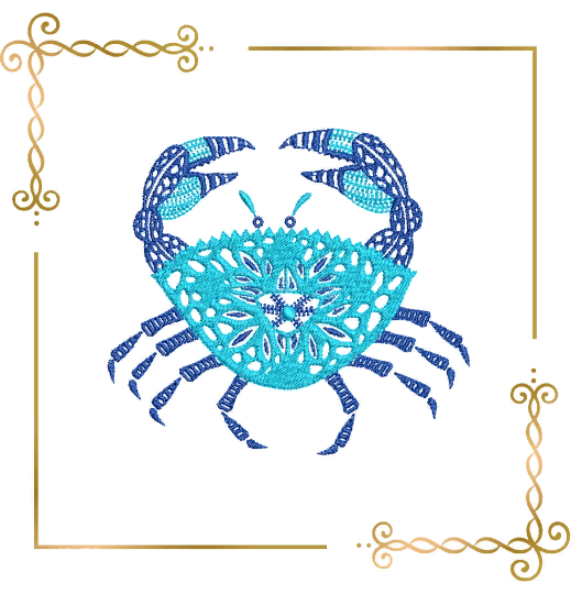 Kids Beautiful openwork crab, embroidery design to the direct down