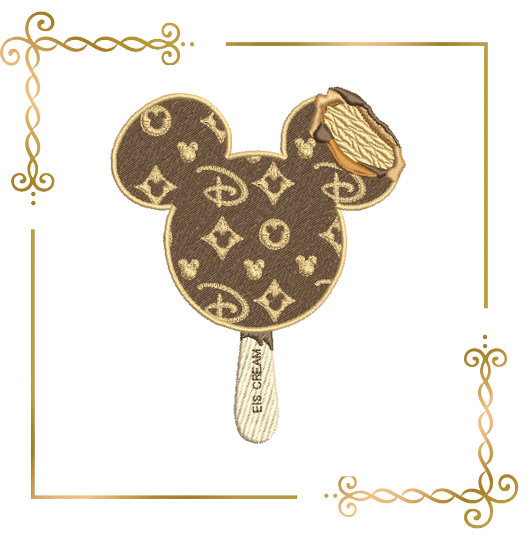 Eiscreme Süßes Überraschungseis Mickey Mouse Kopf Disney Stickmuster