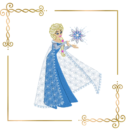 Princess Elsa, Winter, Frozen, Disney, snowflakes, magic, fairy tale, Embroidery  machine design  to the direct download