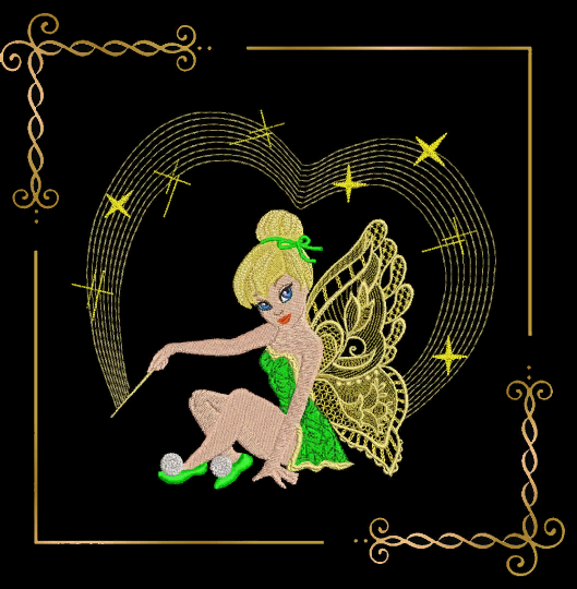 Princess Fabulous Fairy  Tinker Bell with a magic wand  Disney character, Embroidery  machine design  to the direct download.