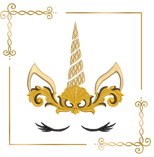 Einhorn Gold Königskrone 3 Größen Stickmuster zum direkten Download