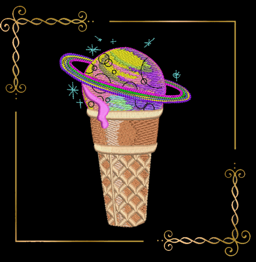 ice cream  Sweet Surprise ice creamcosmos saturn  embroidery design