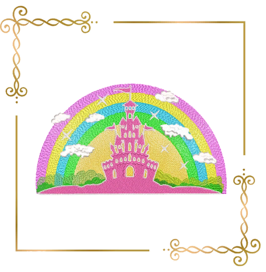 Princess  Disney castle, rainbow, Embroidery  machine design  to the direct download