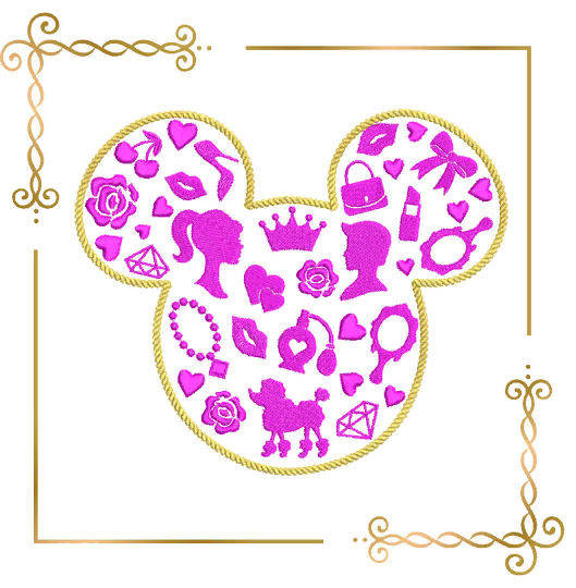 Princess Barbie Minnie Mouse head doll accessories Disney embroidery design