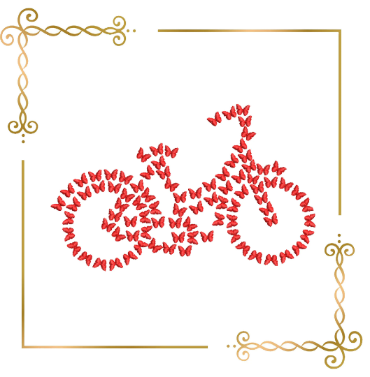 Miscellaneous,  Butterfly bicycle 2 Sizes embroidery design to the direct download.