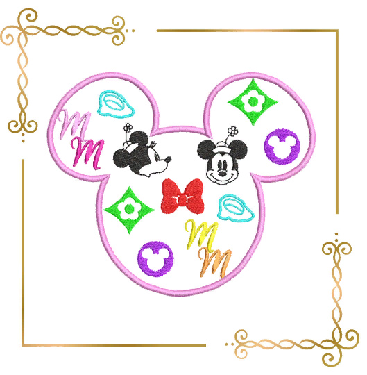 Applique, Mouse,  Head,   Minnie and Mickey,  embroidery zum direkten Download.