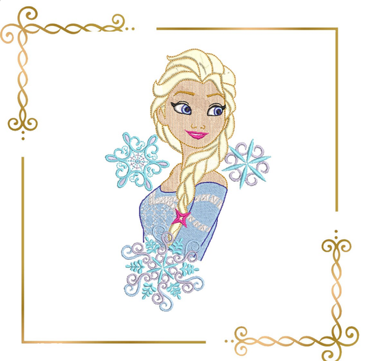 Princess Elsa Winter snowflakes Disney magic fairy tale  machine embroidery design pattern