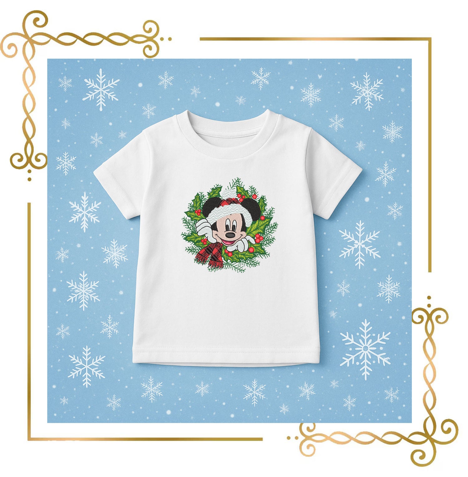 Mickey Mouse Christmas Wreath  mistletoe  embroidery design